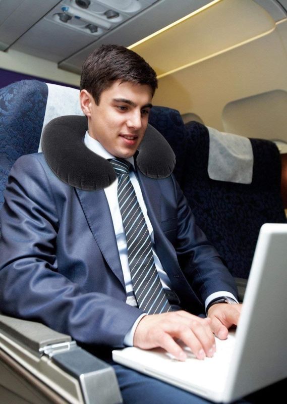 Надувная флокированная подушка Intex - Подголовник - Черная - 68675