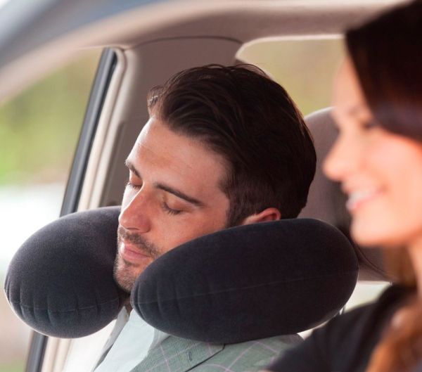 Надувная флокированная подушка Intex - Подголовник - Черная - 68675