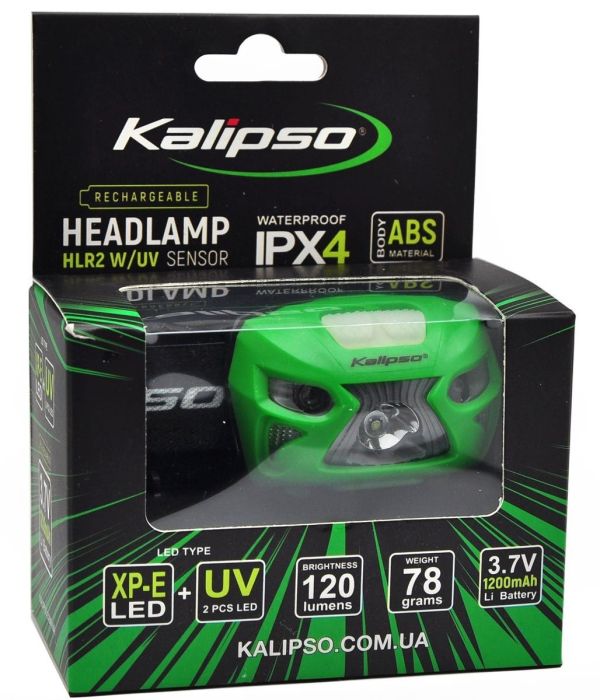Налобный светодиодный фонарь Kalipso Headlamp HLR2 W/UV Sensor NEW2021