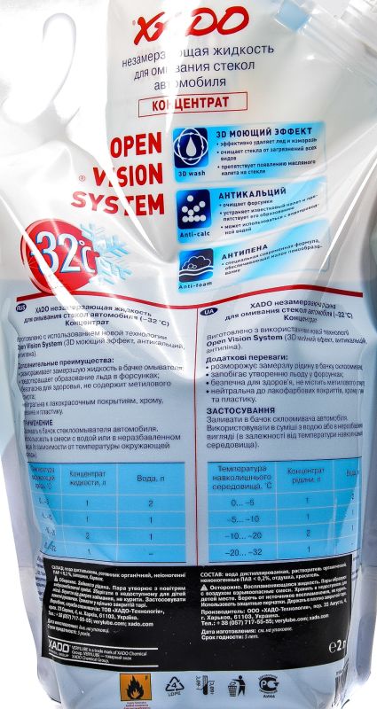 Незамерзающая жидкость для омывания стекол -32°C - ХАДО - "Лимон и лайм" - Пакет 2 л
