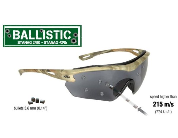 Очки тактические баллистические Cofra Gunner Grey/Kamuflyag - UV400 - Поликарбонат - Италия