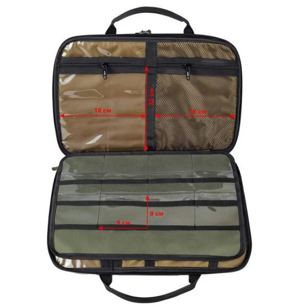 Органайзер GREAT-RIGS для готовых поводков, фурнитуры и аксессуаров - ПрофМонтаж - 2 отсека -  40x30x4 см - Хаки