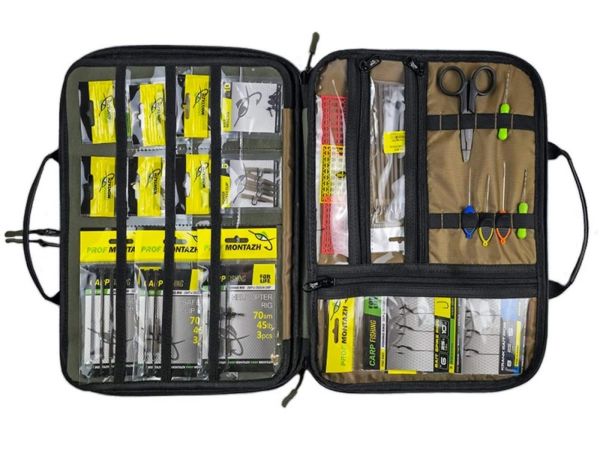 Органайзер GREAT-RIGS для готовых поводков, фурнитуры и аксессуаров - ПрофМонтаж - 2 отсека -  40x30x4 см - Хаки