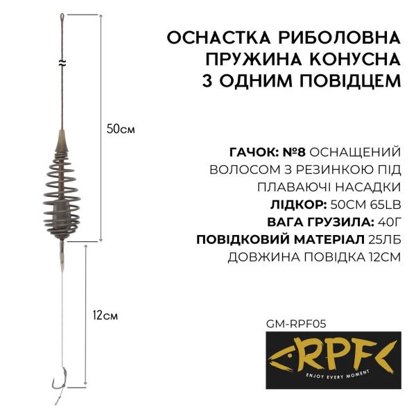 Оснащенный Монтаж RPF Пружина Конусная с одним крючком №8 оснащенным волосом gm-rpf05