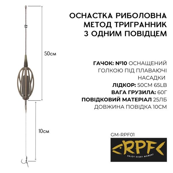 Оснащенный Монтаж RPF Метод-Тригранник с одним крючком №10 оснащенным иглой gm-rpf01