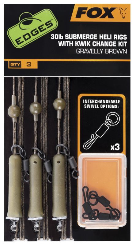 Оснастка Fox EDGES Submerge Heli Kit - Набор готовых вертолетов на лидере Submerge 30lb EDGES - 3 шт/уп