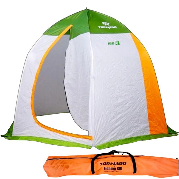 Палатка зимняя Fishing ROI Tornado Ise 3 - 220x220x180 см - Белый/Зелёный/Оранжевый