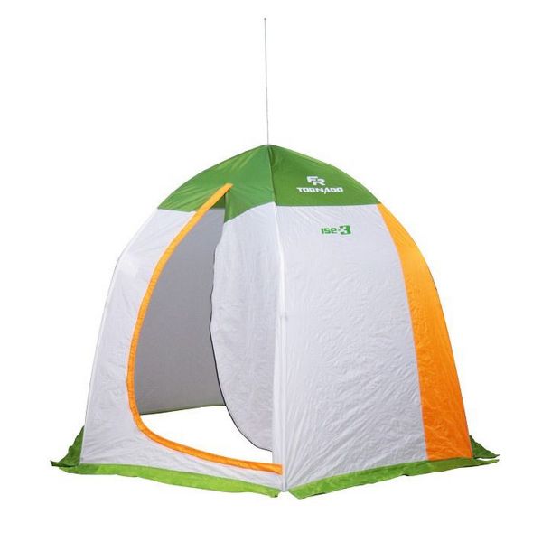 Палатка зимняя Fishing ROI Tornado Ise 3 - 220x220x180 см - Белый/Зелёный/Оранжевый