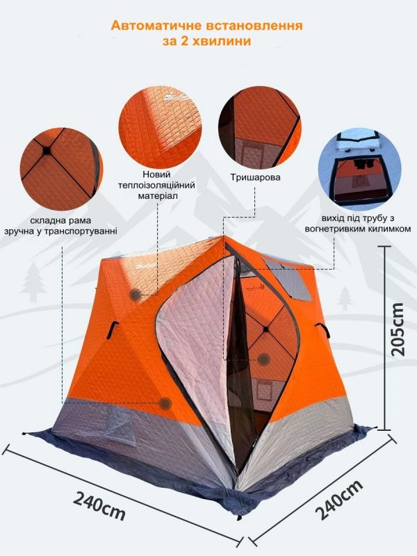 Палатка-куб зимняя трехслойная утепленная Mircamping 2017А (Компакт) - 4-х местная