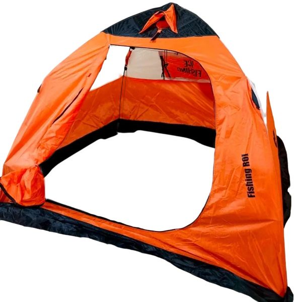 Палатка зимняя Fishing ROI Ice Fishing - 200x200x160 см - Оранжевый/Белый/Коричневый