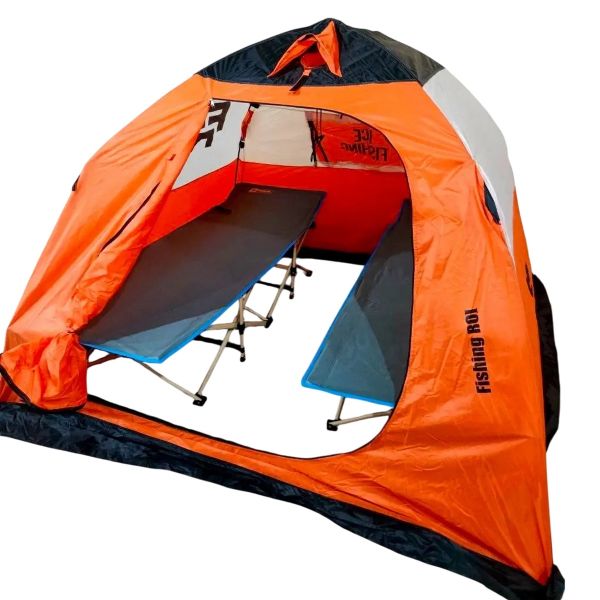 Палатка зимняя Fishing ROI Ice Fishing - 200x200x160 см - Оранжевый/Белый/Коричневый
