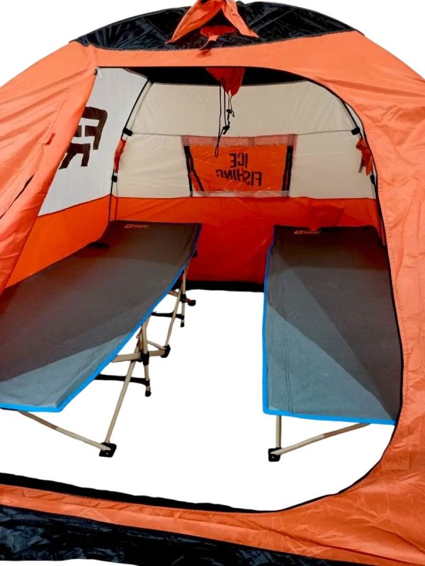 Палатка зимняя Fishing ROI Ice Fishing - 200x200x160 см - Оранжевый/Белый/Коричневый