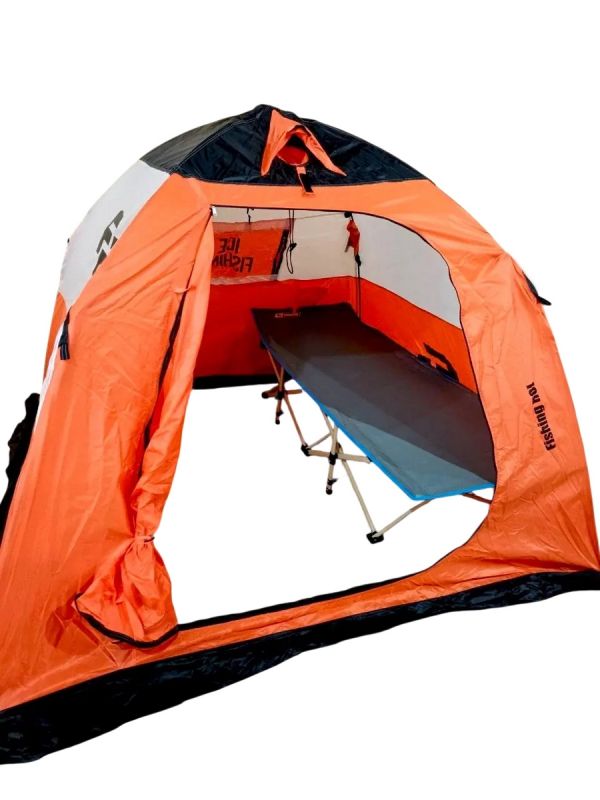 Палатка зимняя Fishing ROI Ice Fishing - 200x200x160 см - Оранжевый/Белый/Коричневый