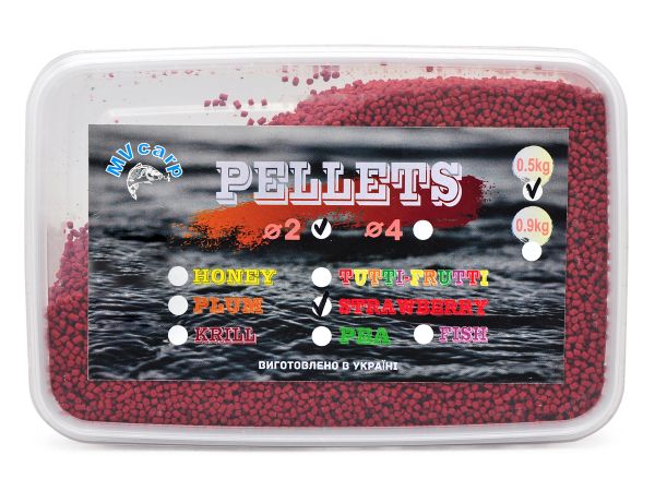 Пеллетс MV Carp - Strawberry (Клубника) - 0.5 кг