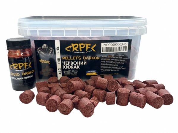 Пеллетс RPF на сома DARKON Красный Хищник 2 кг + Ликвид 80 мл