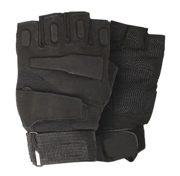 Рукавички тактичні ЗСУ - З відкритими пальцями - М'яка кістка - Чорний