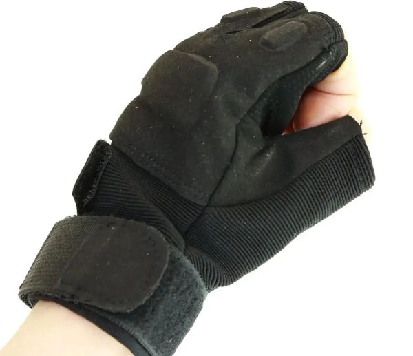 Рукавички тактичні ЗСУ - З відкритими пальцями - М'яка кістка - Чорний