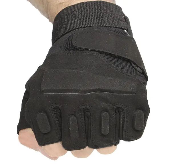 Рукавички тактичні ЗСУ - З відкритими пальцями - М'яка кістка - Чорний