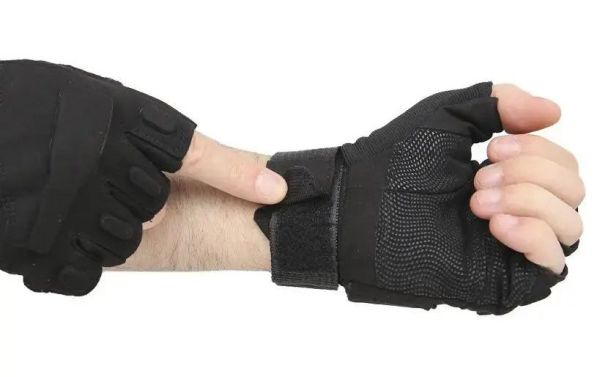 Рукавички тактичні ЗСУ - З відкритими пальцями - М'яка кістка - Чорний