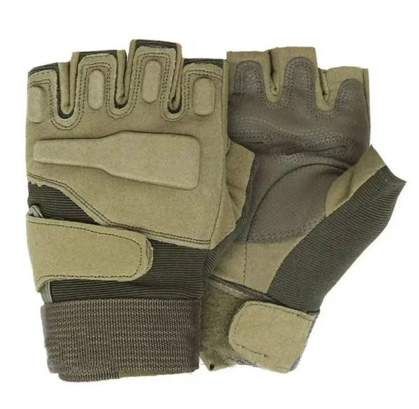 Перчатки тактические ВСУ - С открытыми пальцами - Мягкая кость - Хаки