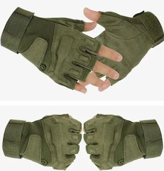 Перчатки тактические ВСУ - С открытыми пальцами - Мягкая кость - Хаки