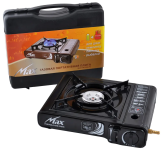 Плита газовая портативная MAX MS-2500LPG - Двойного действия - С адаптером - В кейсе - Корея - Черная