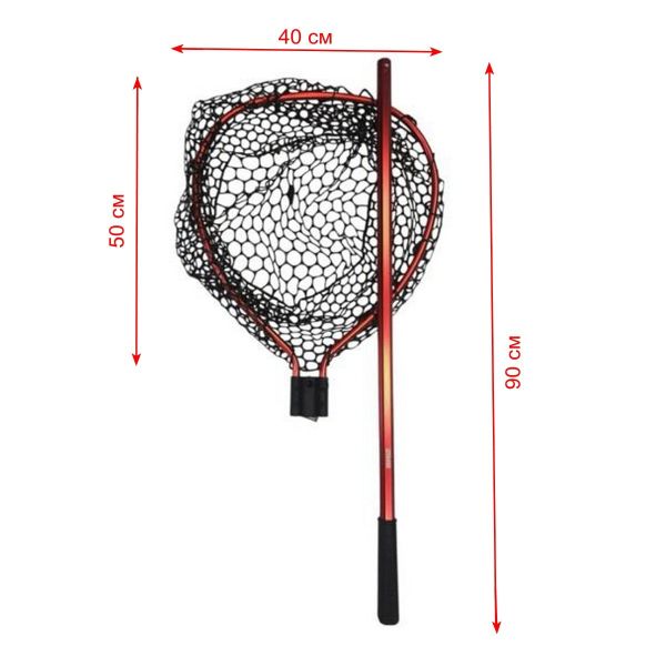 Подсак Briz 002 - 50х40 см - Ячейка сети 18-25 мм - Чёрный/Красный