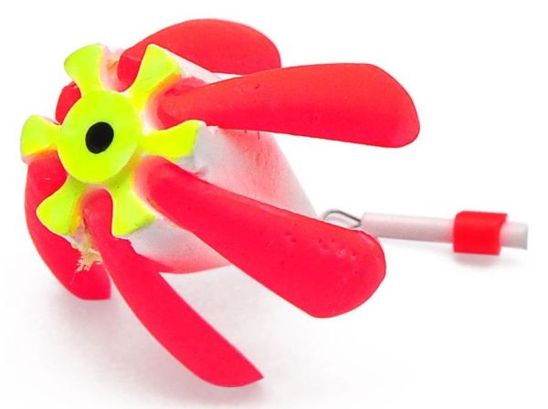 Поплавок для зимової риболовлі - Квітка - 6 пелюсток - Біло-червоний