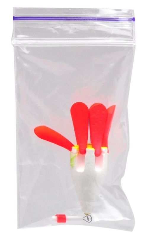 Поплавок для зимової риболовлі - Квітка - 6 пелюсток - Біло-червоний