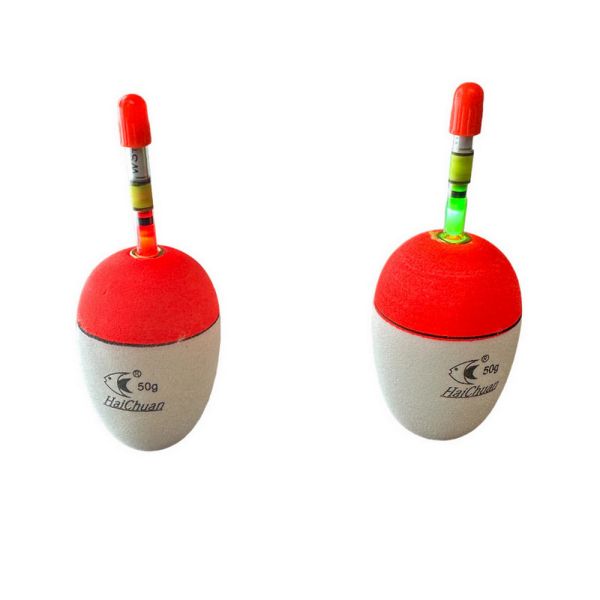 Поплавок живцовый EVA на аккумуляторе - 2 батарейки + USB зарядка - Бело-красный