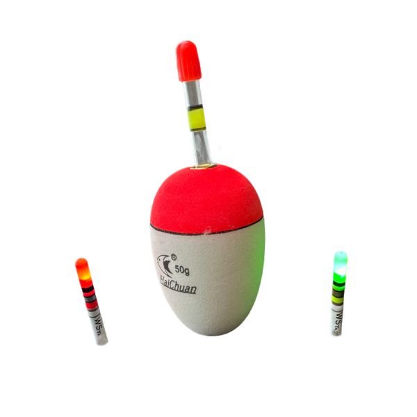 Поплавок живцовый EVA на аккумуляторе - 2 батарейки + USB зарядка - Бело-красный