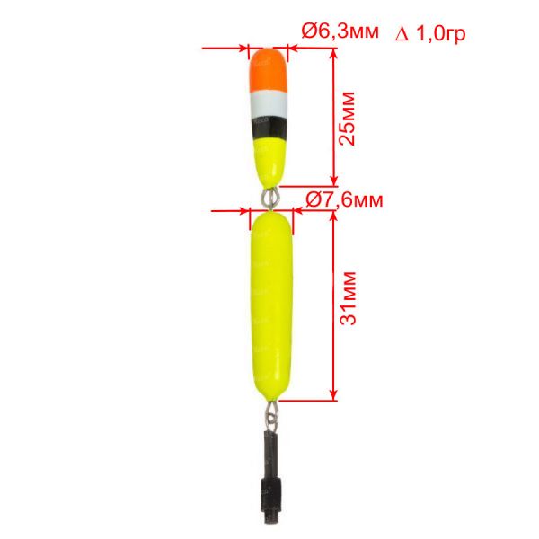 Поплавець для зимової риболовлі Fishing Roi (M01) - 1 г - 25xØ6,3 мм + 31хØ7,6 мм