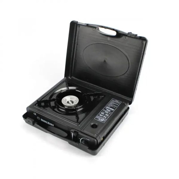 Плита портативная газовая HAPPY HOME BDZ-155-A - Двойного действия - С адаптером - В кейсе