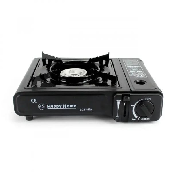 Плита портативная газовая HAPPY HOME BDZ-155-A - Двойного действия - С адаптером - В кейсе