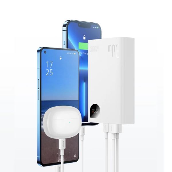 Повербанк Baseus (PPAD050) 20000mAh 30W Adaman2 Digital Display Fast Charge Power Bank (З моделлю-C 3A 0.3m Black) - PPAD050002 - Білий