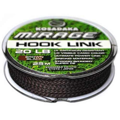 Повідковий матеріал Kosadaka Mirage Hook Link - Плетений - Тонучий - Коричнево-чорний - 25 м