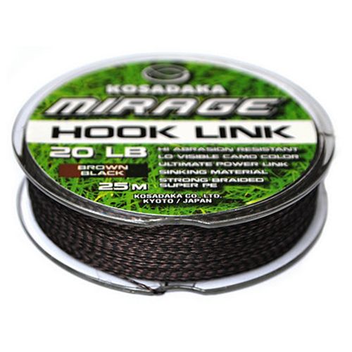 Повідковий матеріал Kosadaka Mirage Hook Link - Плетений - Тонучий - Коричнево-чорний - 25 м