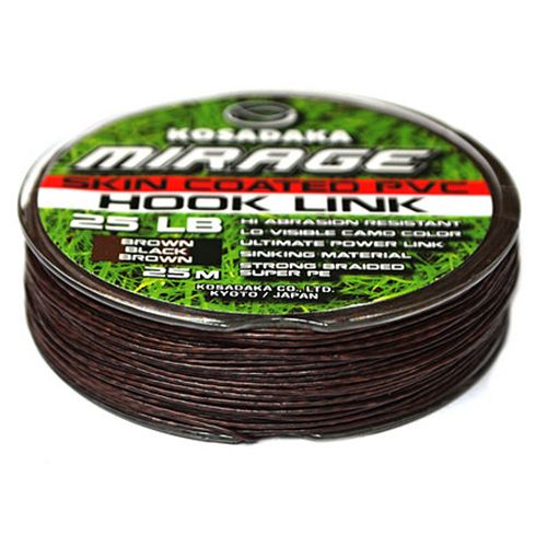 Поводочный материал в оболочке Kosadaka Mirage Skin Coated PVC - Sinking - 25 м - Коричнево-черный