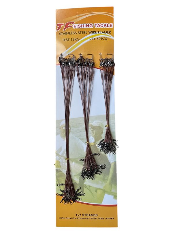 Повідець Fishing Tackle - Набір 20см/25см/30см - 60 шт/уп - Сталь - Коричневий