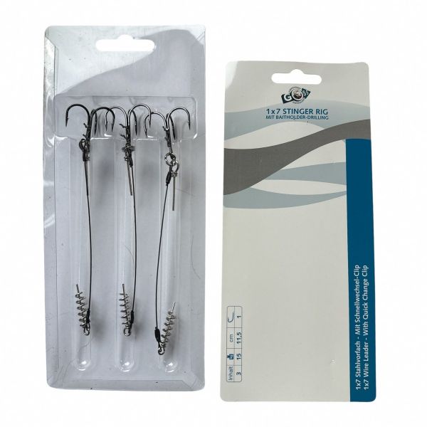 Поводок Goss для оснастки силикона Stinger Rig 1x7 - 11,5 см - Тройник №1 - 15 кг - 1 шт.