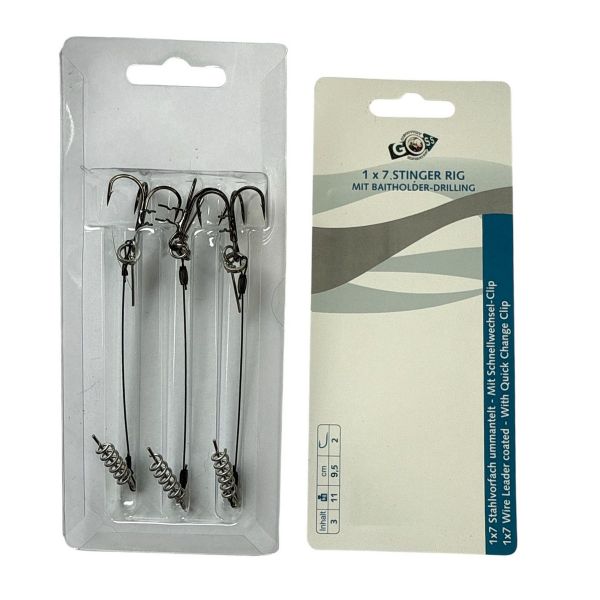 Повідець Goss для оснастки силікону Stinger Rig 1x7 - 9,5 см - Трійник №2 - 11 кг - 3 шт/уп