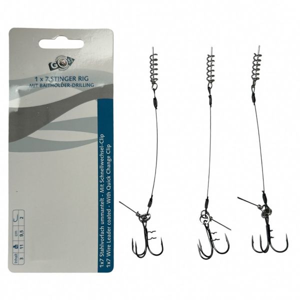 Повідець Goss для оснастки силікону Stinger Rig 1x7 - 9,5 см - Трійник №2 - 11 кг - 1 шт.