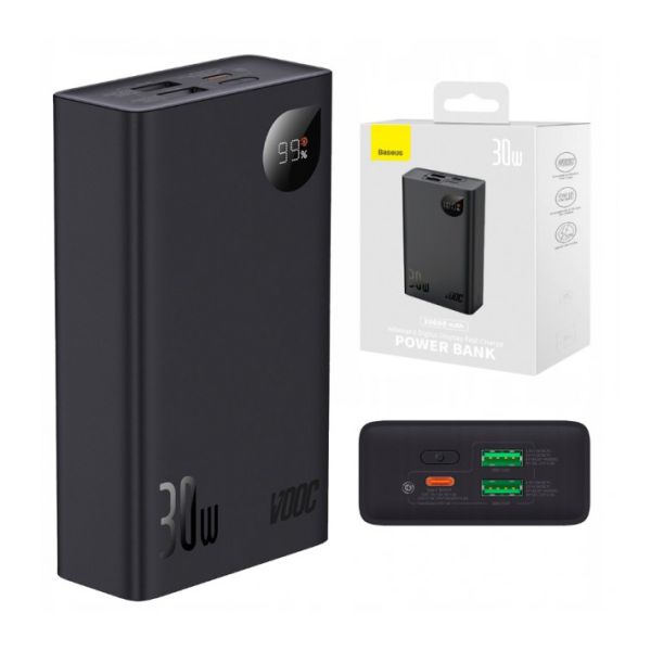 Повербанк Baseus (PPAD050) 20000mAh 30W Adaman2 Digital Display Fast Charge Power Bank With Simple Series Charging Cable USB to Type-C 3A 0.3m Black) - PPAD050001 - Чорний