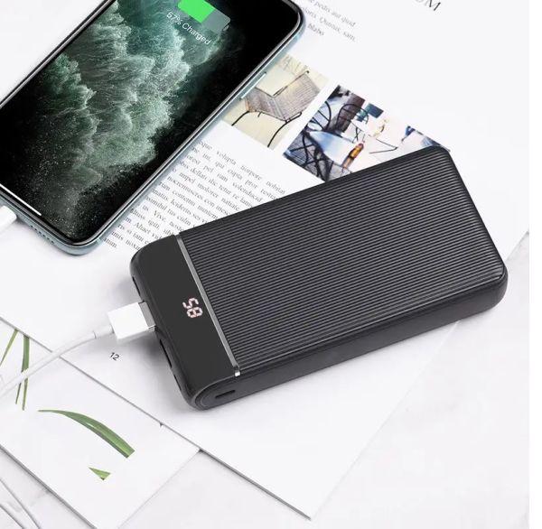Повербанк (Power Bank) HOCO J59A - 20 000 mAh - LED цифровий дисплей - Чорний