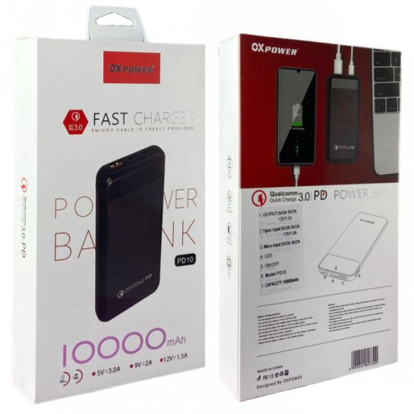 Повербанк Power Bank OX Power PD10 - 10000 mAh  - Белый