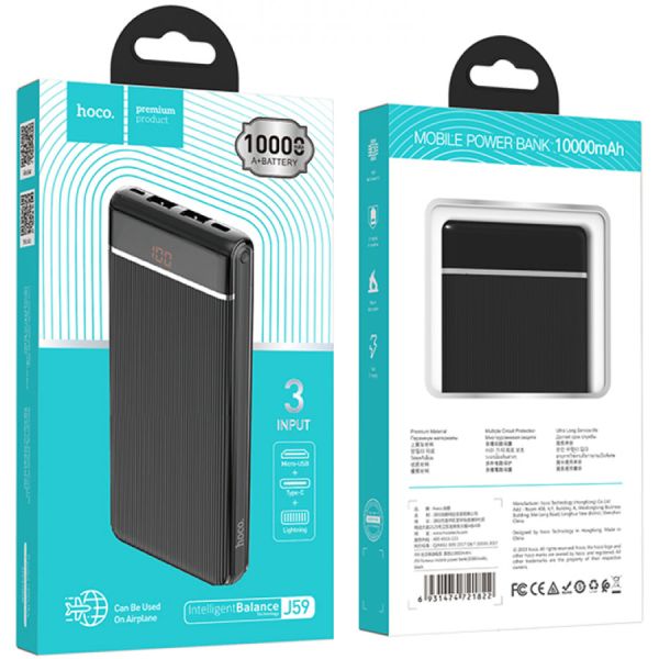 Повербанк Power Bank Hoco J59 - Famous Mobile - 10000 mAh - Чорний