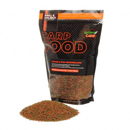 Прикормка Технокарп Method&PVA Micropellets Mix - Krill&Halibud - 700 г