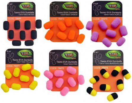 Приманка Технокарп EVA Dumbells - 13x10 мм - 8 шт/уп - Помаранчевий