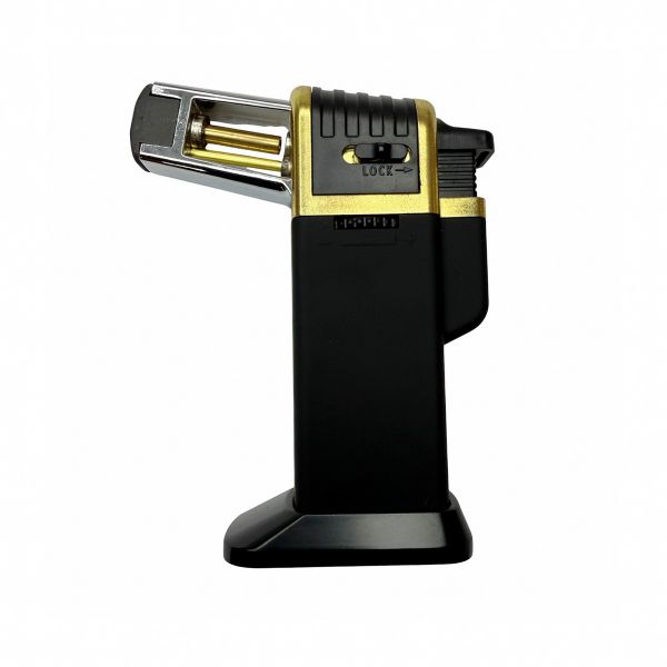 Профессиональная газовая горелка HL-557 - Острое пламя - Автоматическая - С пьезоподжигом - Китай - Черный/Золото