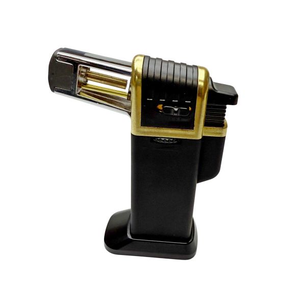 Профессиональная газовая горелка HL-557 - Острое пламя - Автоматическая - С пьезоподжигом - Китай - Черный/Золото